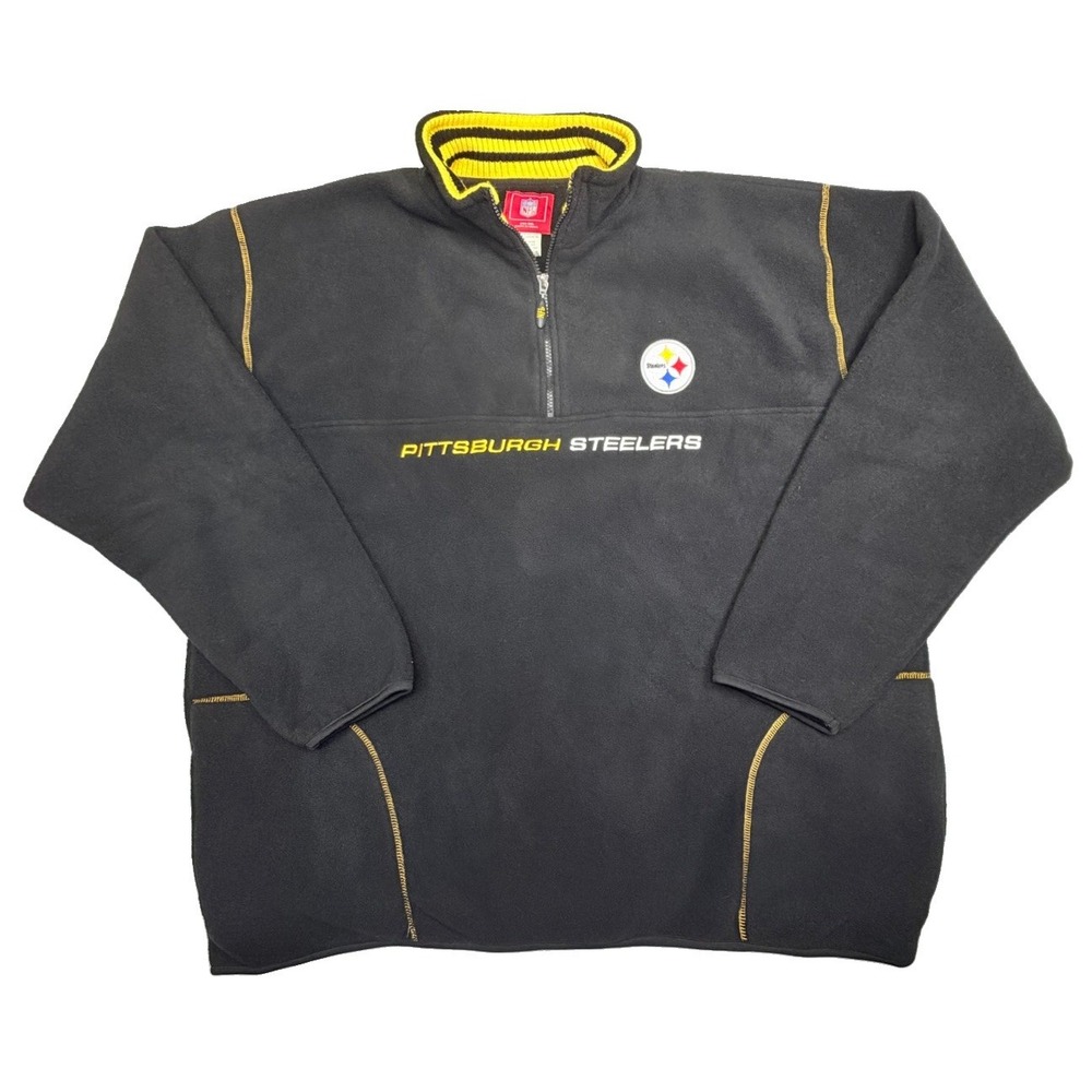 NFL Pittsburgh Steelers 1/4 Zip Fleece Pullover Jacket Men's 2XL Black